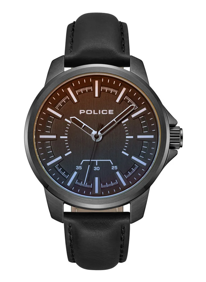 بوليس POLICE - Mensor Watch For Men Black Dial Black Leather Strap - PEWJA0004802