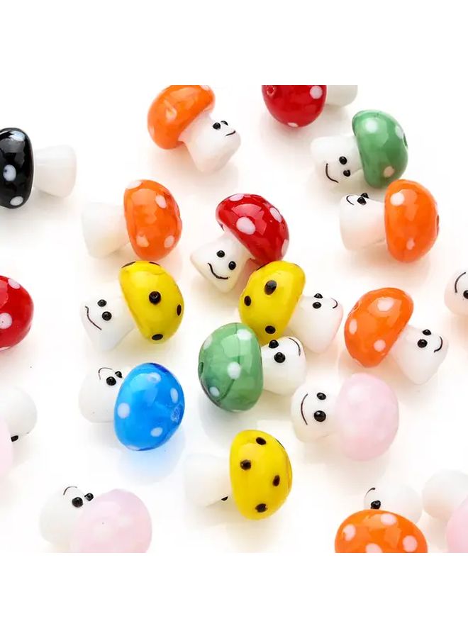Style 5 Cute Mushroom Beads with Eyes for DIY Jewelry Keychains Crafts - Image 1