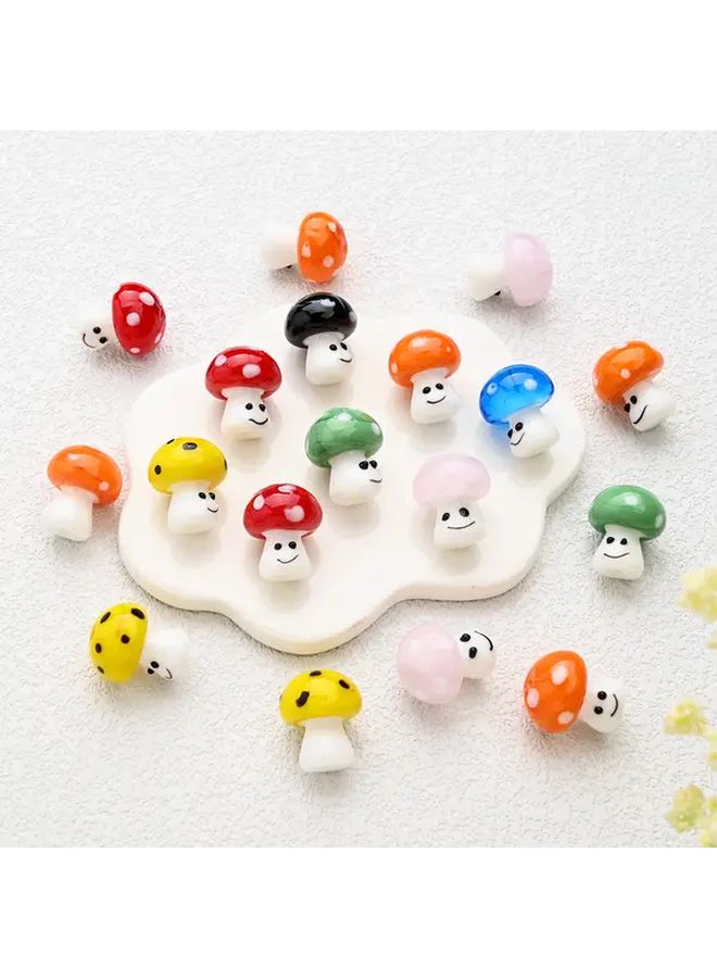 Style 5 Cute Mushroom Beads with Eyes for DIY Jewelry Keychains Crafts - Image 2