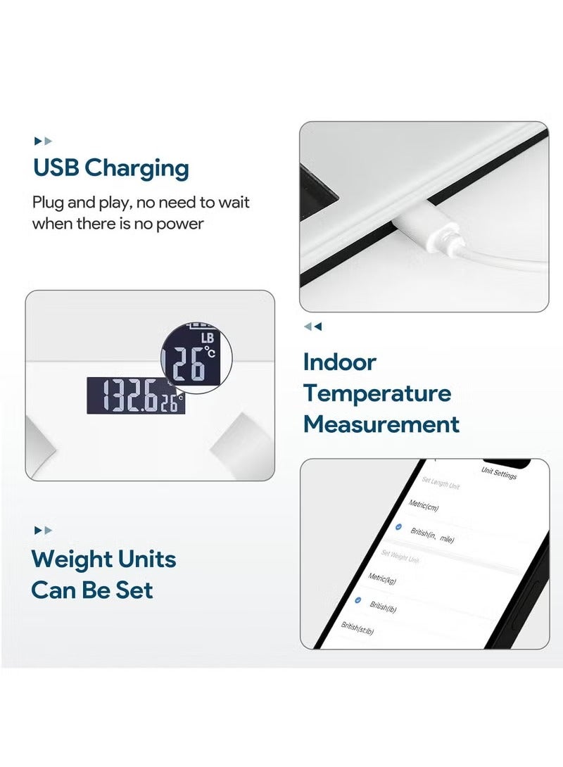 Smart Body Fat Scale with LED Display  Smartphone App - High Precision Digital Weight Scale, Bluetooth Bathroom Scale for Body Composition Analysis, White（ - Image 5