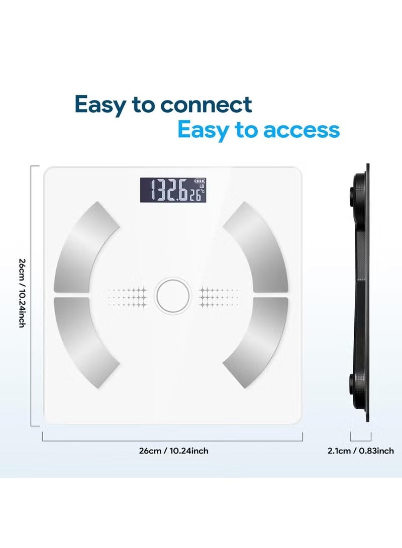 Smart Body Fat Scale with LED Display  Smartphone App - High Precision Digital Weight Scale, Bluetooth Bathroom Scale for Body Composition Analysis, White（ - Image 3