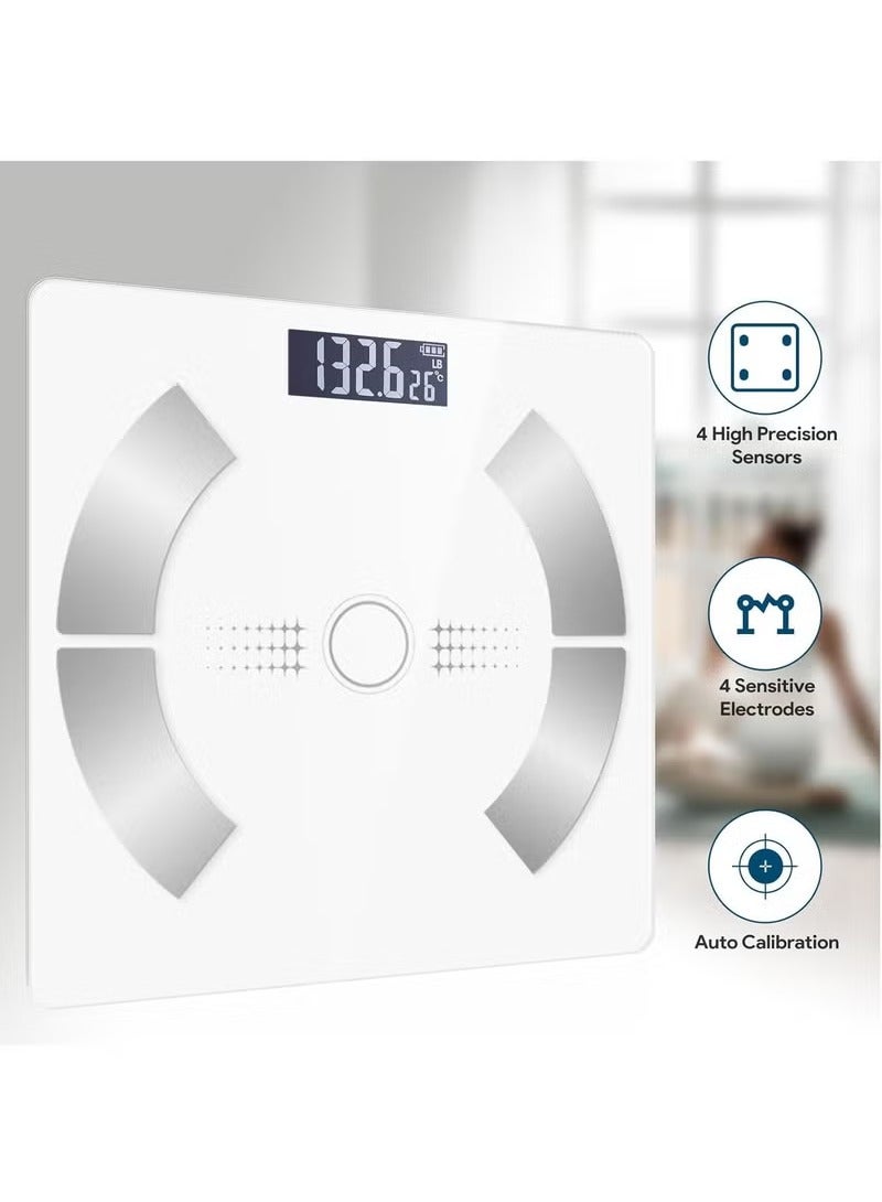 Smart Body Fat Scale with LED Display  Smartphone App - High Precision Digital Weight Scale, Bluetooth Bathroom Scale for Body Composition Analysis, White（ - Image 1
