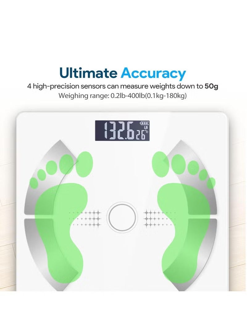 Smart Body Fat Scale with LED Display  Smartphone App - High Precision Digital Weight Scale, Bluetooth Bathroom Scale for Body Composition Analysis, White（ - Image 4
