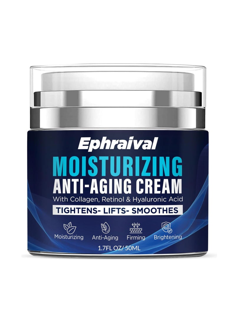 Ephraival Retinol Anti-Aging Cream for Men: Moisturizing Face Cream with Hyaluronic Acid Vitamin E Peptides - Reduces Wrinkles Firms Skin Lightweight Formula 1.7 fl oz  - Image 1