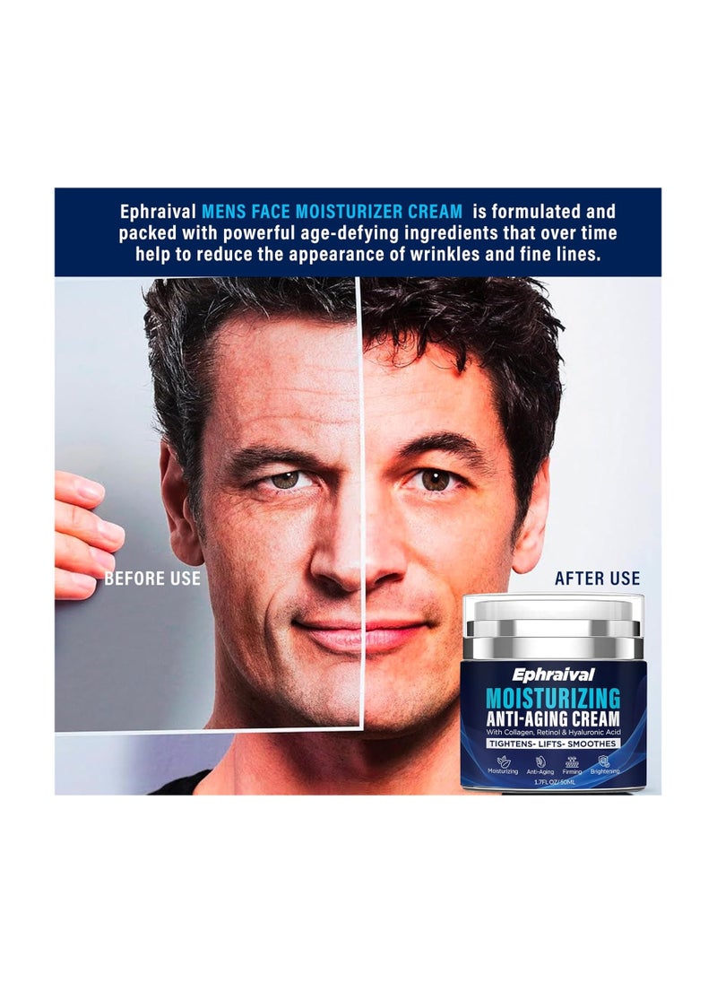 Ephraival Retinol Anti-Aging Cream for Men: Moisturizing Face Cream with Hyaluronic Acid Vitamin E Peptides - Reduces Wrinkles Firms Skin Lightweight Formula 1.7 fl oz  - Image 4