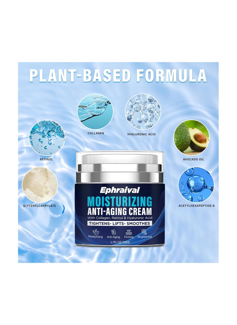 Ephraival Retinol Anti-Aging Cream for Men: Moisturizing Face Cream with Hyaluronic Acid Vitamin E Peptides - Reduces Wrinkles Firms Skin Lightweight Formula 1.7 fl oz  - Image 3