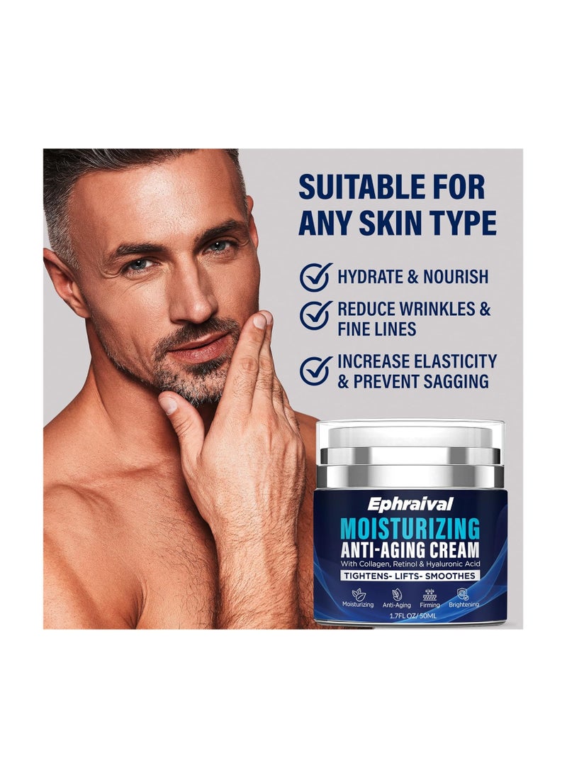Ephraival Retinol Anti-Aging Cream for Men: Moisturizing Face Cream with Hyaluronic Acid Vitamin E Peptides - Reduces Wrinkles Firms Skin Lightweight Formula 1.7 fl oz  - Image 5
