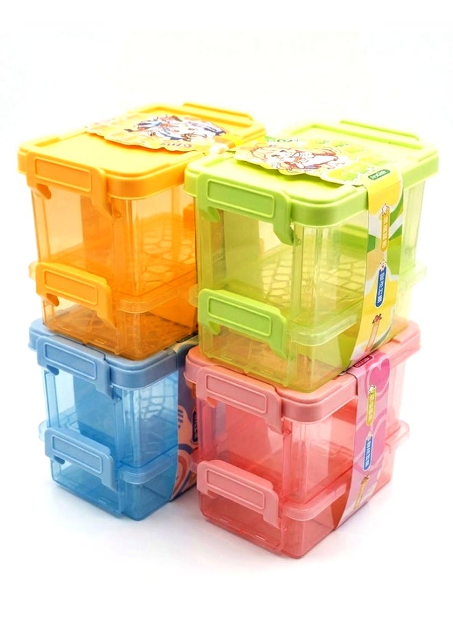 Crazy Boss 4PCS Mini Storage Box Set with Lid | Transparent Plastic Organizer Containers | Stackable Multi-Purpose Storage Boxes - Image 3