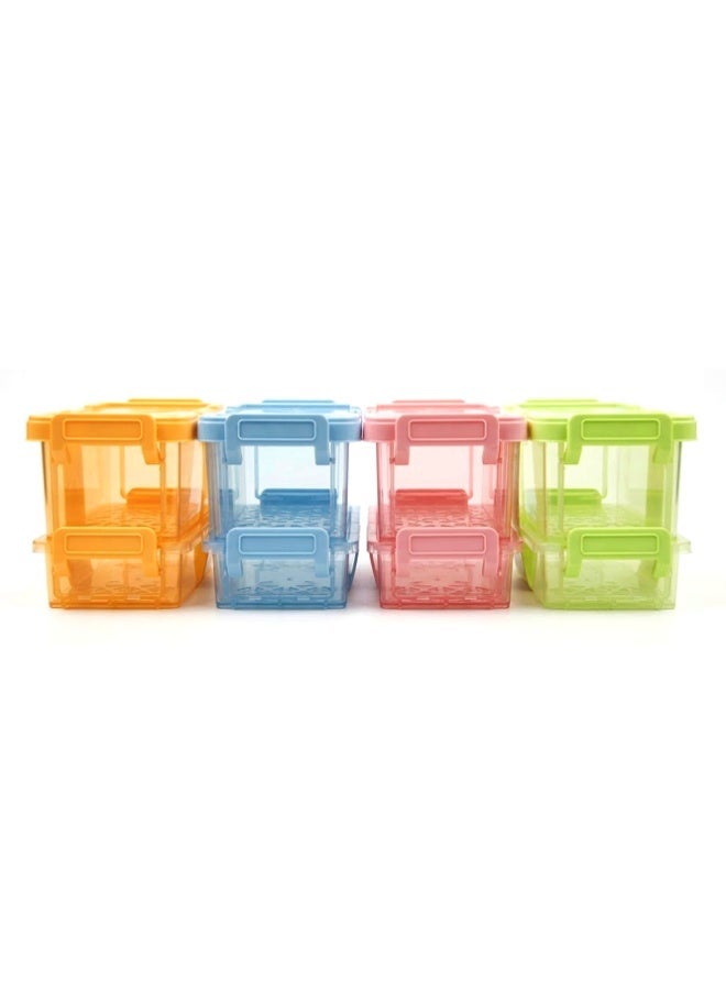 Crazy Boss 4PCS Mini Storage Box Set with Lid | Transparent Plastic Organizer Containers | Stackable Multi-Purpose Storage Boxes - Image 1