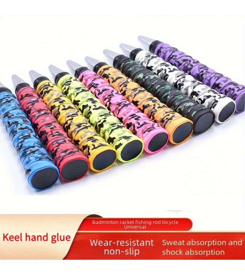 Two High End Camouflage Printed Grip Tapes Red 2pcs Suitable for Badminton Rackets Tennis Rackets Fishing Rods Super Absorbency Non Slip Quick Drying Sweat Resistant Properties Ultimate Comfort