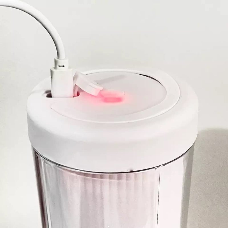 Overa Portable Blender Mini Jug Blenders Smoothie Maker Portable Fruit Juice Milk Shake Mixers 350ml Multifunctional Personal Blender with Usb Rechargeable for Home Outdoor Travel WHITE - Image 4
