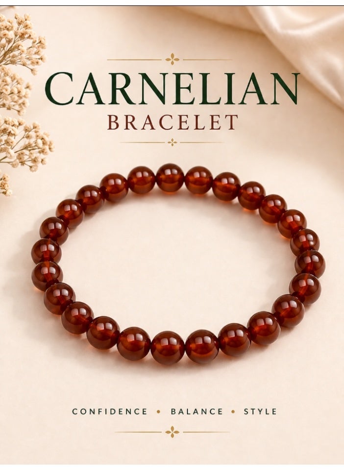 Ringfinity Carnelian Bracelet for Women – Natural Carnelian Stone | Minimalist Gemstone Bracelet | Elegant 8mm Stretch Beads - Image 2