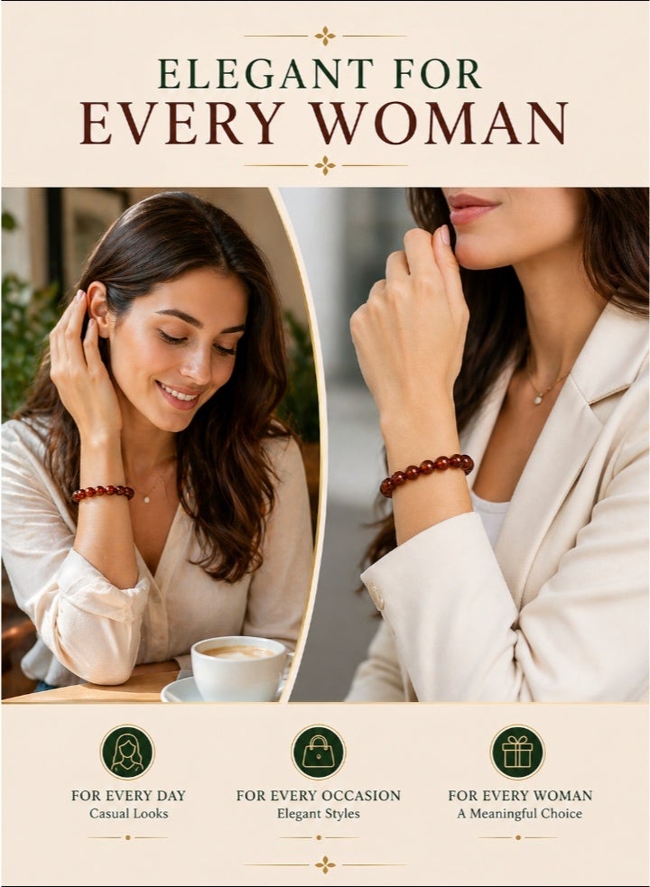 Ringfinity Carnelian Bracelet for Women – Natural Carnelian Stone | Minimalist Gemstone Bracelet | Elegant 8mm Stretch Beads - Image 4