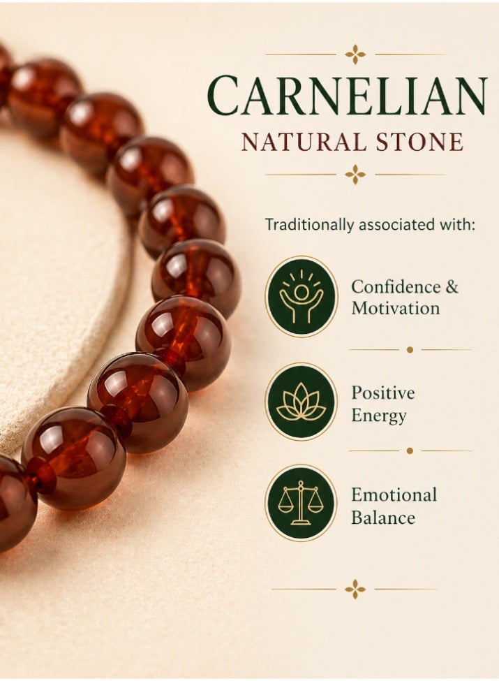 Ringfinity Carnelian Bracelet for Women – Natural Carnelian Stone | Minimalist Gemstone Bracelet | Elegant 8mm Stretch Beads - Image 3
