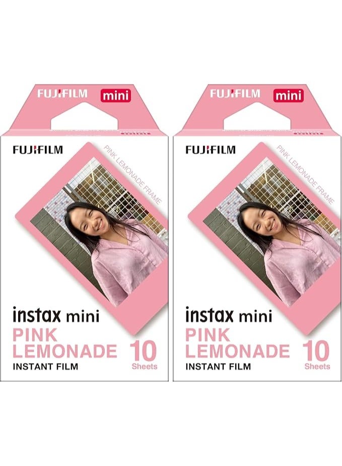 إنستاكس instax mini instant film, Pink Lemonade border, 10 shot pack, suitable for all instax mini cameras and printers (Pack of 2) - Image 1