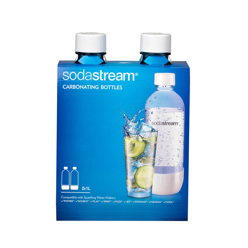 SodaStream Carbonating Bottle, 1 liter, White (Pack of 2) - Image 1