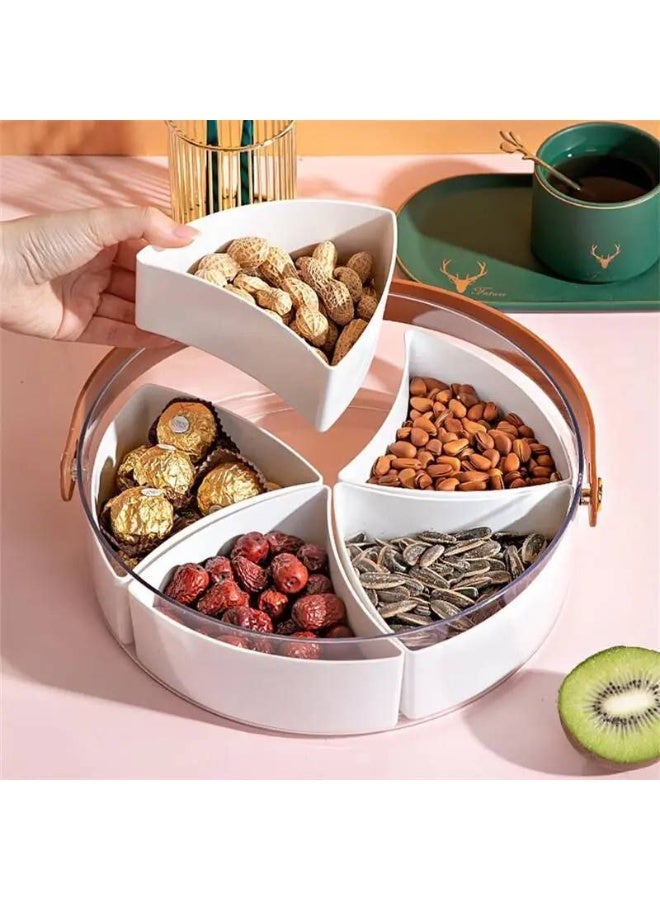 ناما طبق تقديم الحلويات بمقبض يشبه الجلد، فاصل أكريليك 2*1، يمكن استخدامه كطبق وجبات خفيفة وطبق فاكهة - Image 2