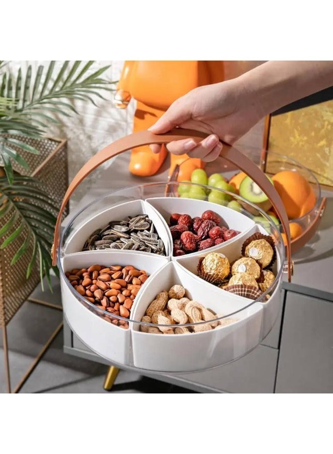 ناما طبق تقديم الحلويات بمقبض يشبه الجلد، فاصل أكريليك 2*1، يمكن استخدامه كطبق وجبات خفيفة وطبق فاكهة - Image 1