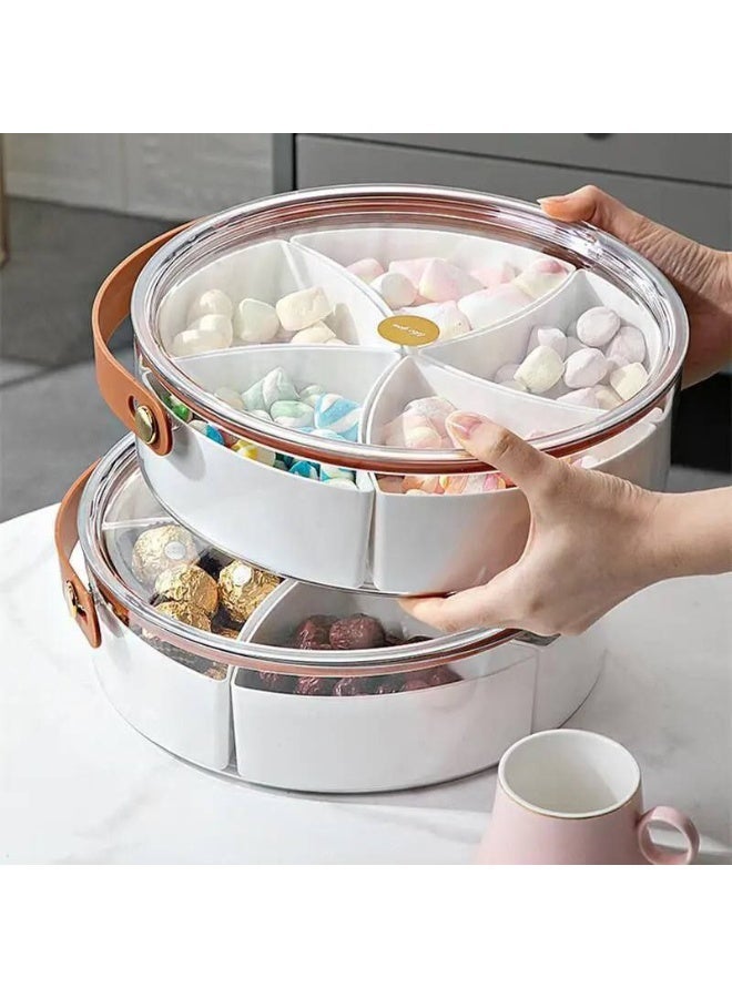 ناما طبق تقديم الحلويات بمقبض يشبه الجلد، فاصل أكريليك 2*1، يمكن استخدامه كطبق وجبات خفيفة وطبق فاكهة - Image 3