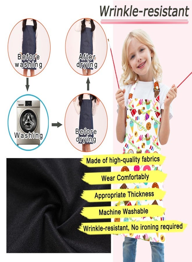BIGHAS Kids Apron for Boys and Girls Adjustable Neck Strap Hook and Loop Fastener Design Waistband for Baking, Cooking, Chef (White, Large) - Image 5