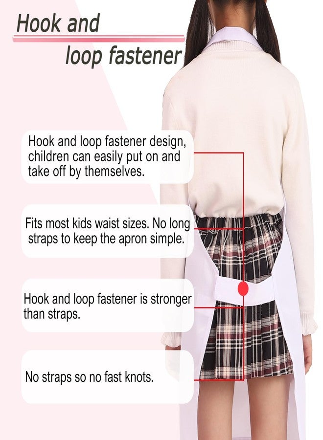 BIGHAS Kids Apron for Boys and Girls Adjustable Neck Strap Hook and Loop Fastener Design Waistband for Baking, Cooking, Chef (White, Large) - Image 4