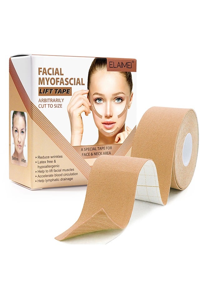 Elaimei Facial Myofascial Lift Tape-Face Lift Stickers,Face Toning Tape Anti Freeze Anti Wrinkle Belts Patche, Neck Lift Tape Unisex For Firming and Tightening 2.5cm*5m  - Image 1