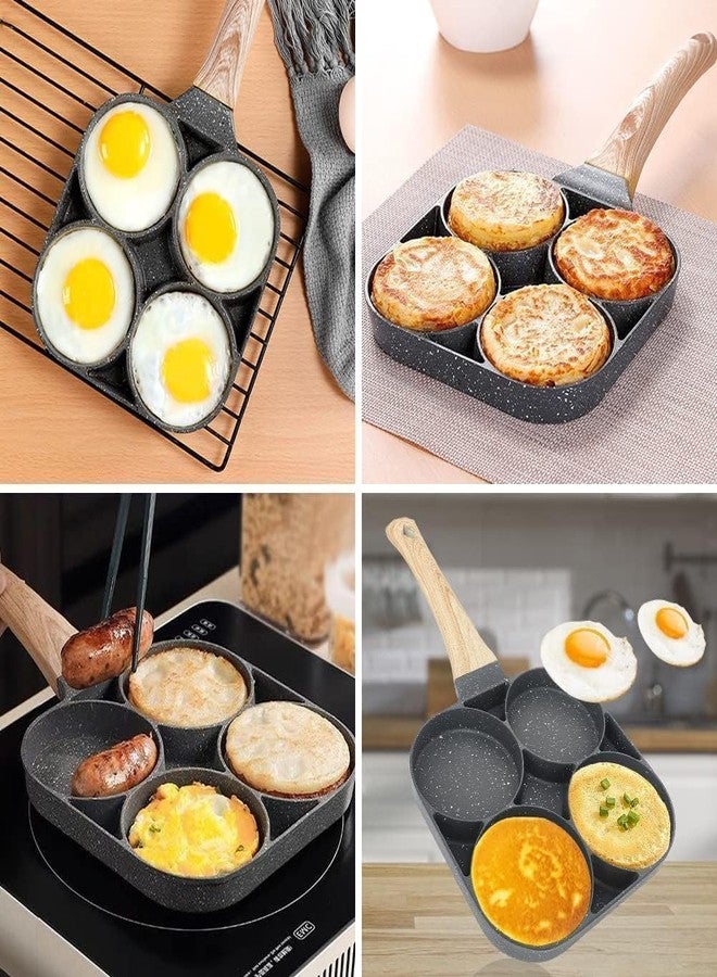 DHARNIX 4-Hole Non-Stick Egg Frying Pan with Detachable Wooden Handle - Multi-Purpose Pan for Omelets, Burgers, Poached Eggs, Pancakes, Crepes Breakfast cookware (Multicolor) - Image 5