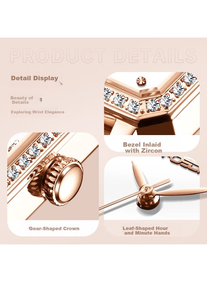 Rosdn Morning Dew Small Square Women's Watch Fashionable Exquisite Waterproof Luxury Top Brand Birthday Gift For Girlfriend - Image 4