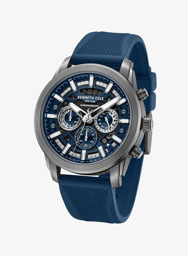 Kenneth Cole New York blue Skyscrapper Men's 44mm Chronograph Watch with Blue Dial & Blue Silicone Strap for Men | Best Price UAE