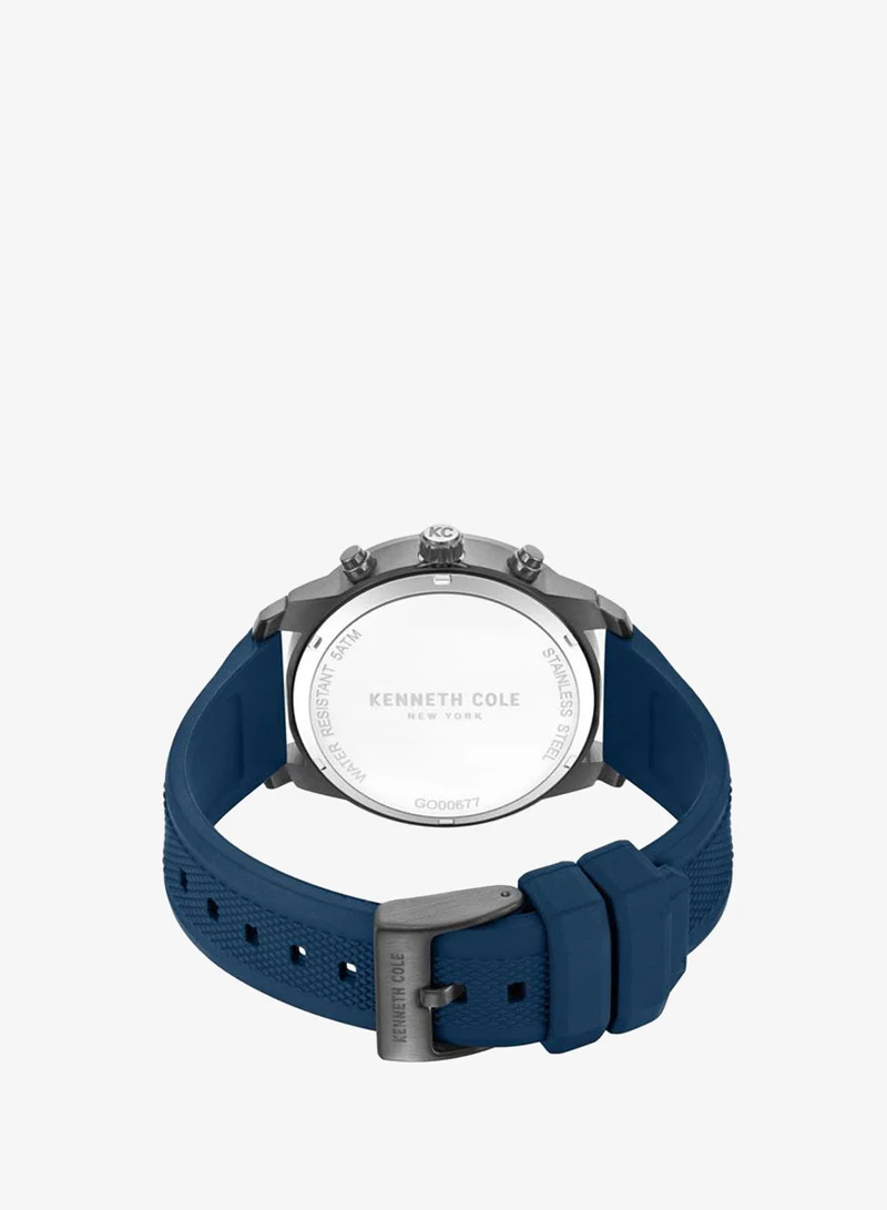 Kenneth Cole New York blue Skyscrapper Men's 44mm Chronograph Watch with Blue Dial & Blue Silicone Strap for Men | Best Price UAE