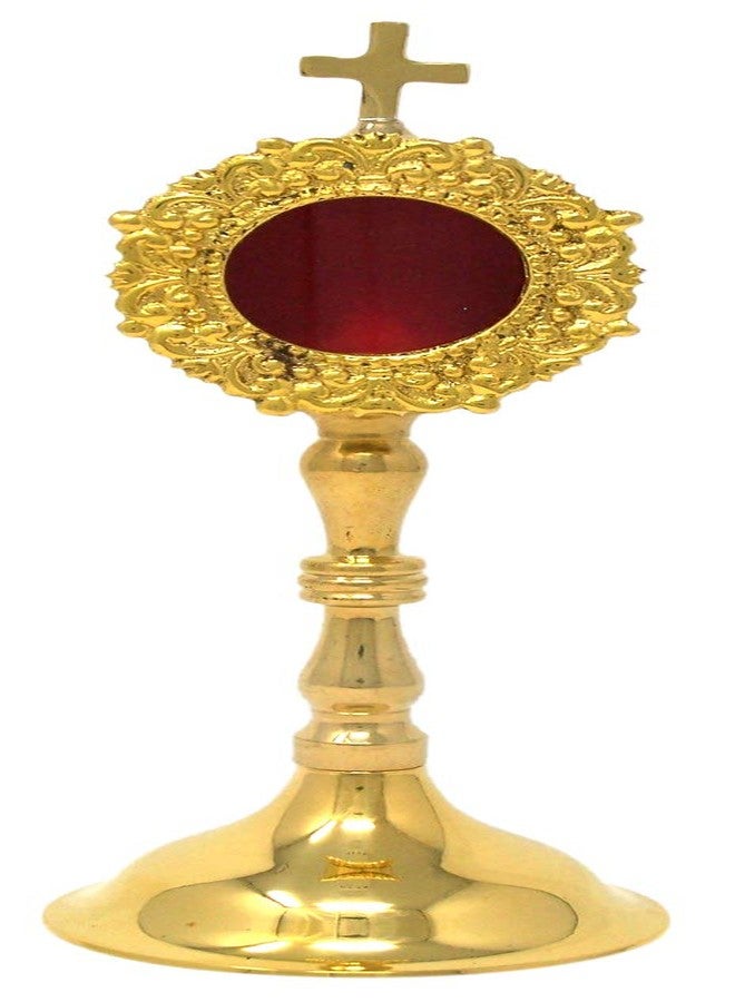 Needzo Monstrance Reliquary, High Polished Brass, Catholic Church Service Supplies, 8 Inches - Image 1