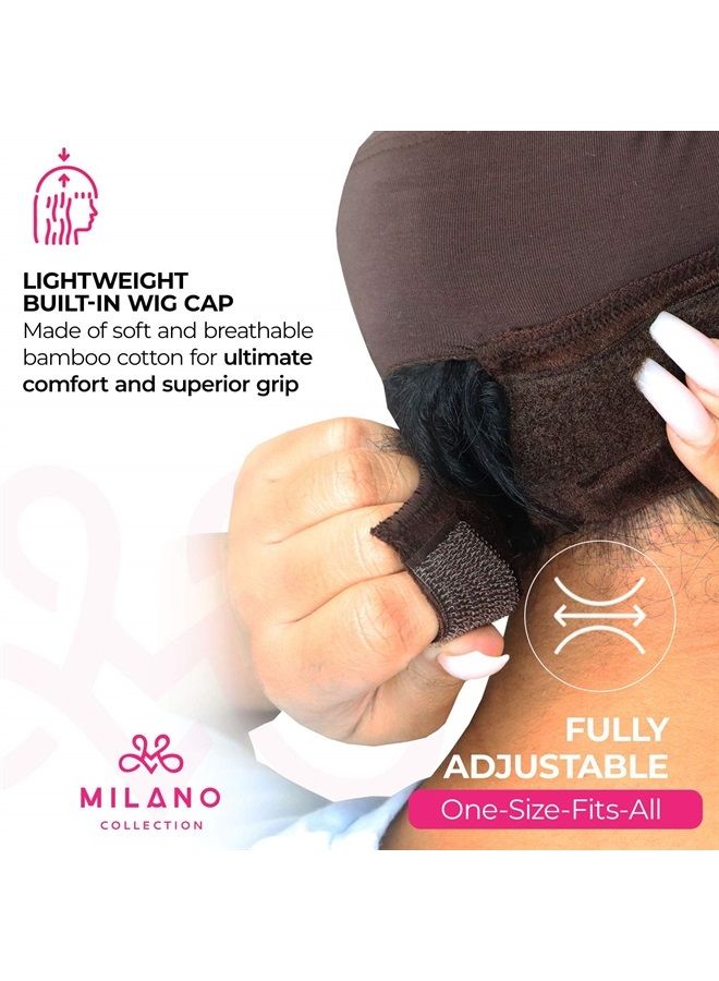 MILANO COLLECTION غطاء شعر لاصق للنساء، 2 في 1 حزام لاصق لشعر الدانتيل وغطاء شعر غير قابل للانزلاق لشعر الدانتيل والجبهات مع دانتيل سويسري معزز من هيرلاين وجزء لانتقال سلس، بني شوكولاتة - Image 5