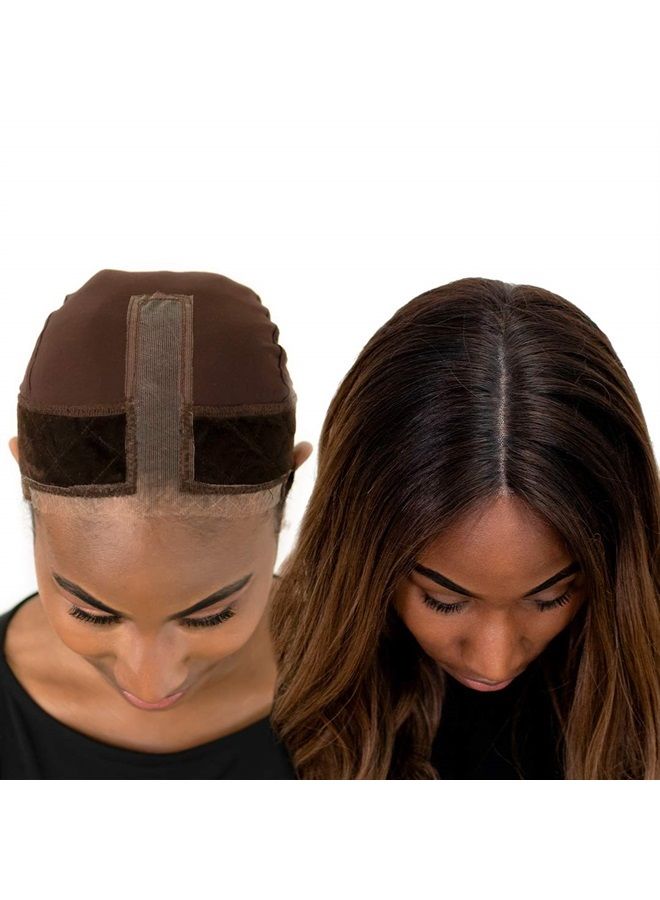 MILANO COLLECTION غطاء شعر لاصق للنساء، 2 في 1 حزام لاصق لشعر الدانتيل وغطاء شعر غير قابل للانزلاق لشعر الدانتيل والجبهات مع دانتيل سويسري معزز من هيرلاين وجزء لانتقال سلس، بني شوكولاتة - Image 1