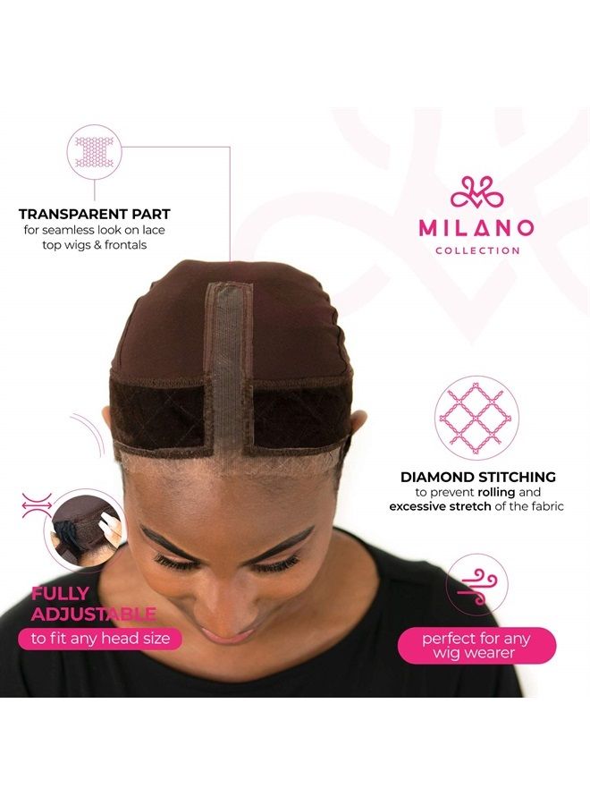 MILANO COLLECTION غطاء شعر لاصق للنساء، 2 في 1 حزام لاصق لشعر الدانتيل وغطاء شعر غير قابل للانزلاق لشعر الدانتيل والجبهات مع دانتيل سويسري معزز من هيرلاين وجزء لانتقال سلس، بني شوكولاتة - Image 2