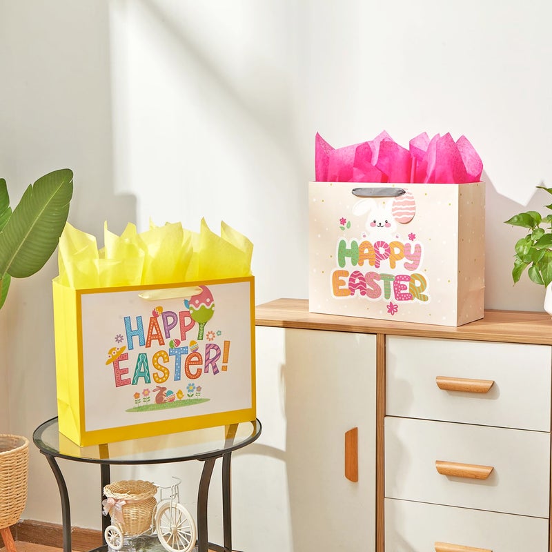 Bobobag 2 Pack 16" Large Easter Gift Bag with Tissue Paper for kids, Easter Egg Hunts - Image 4