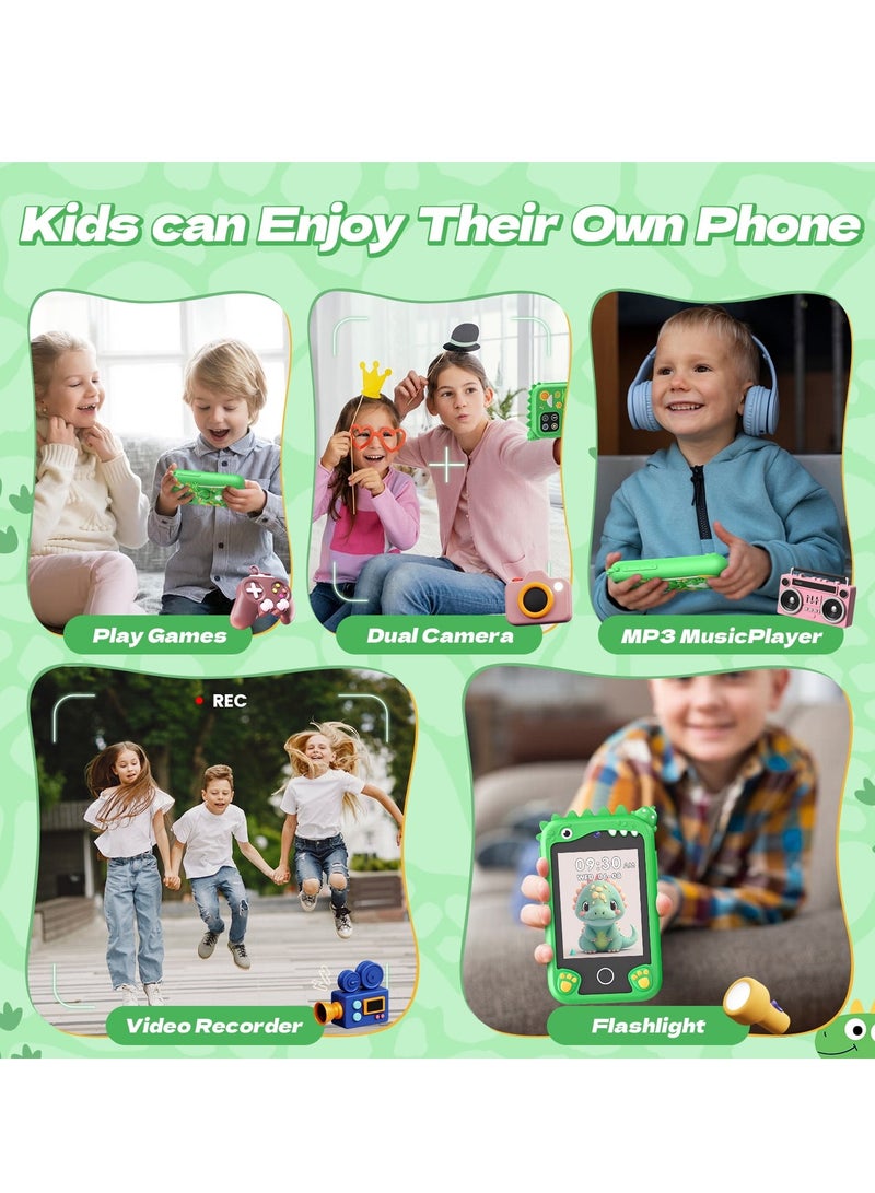 إيفرين لعبة هاتف ذكي للأطفال من عمر 3 إلى 8 سنوات للأولاد والبنات مع كاميرا وبطاقة TF بسعة 8 جيجابايت (أخضر) - Image 4