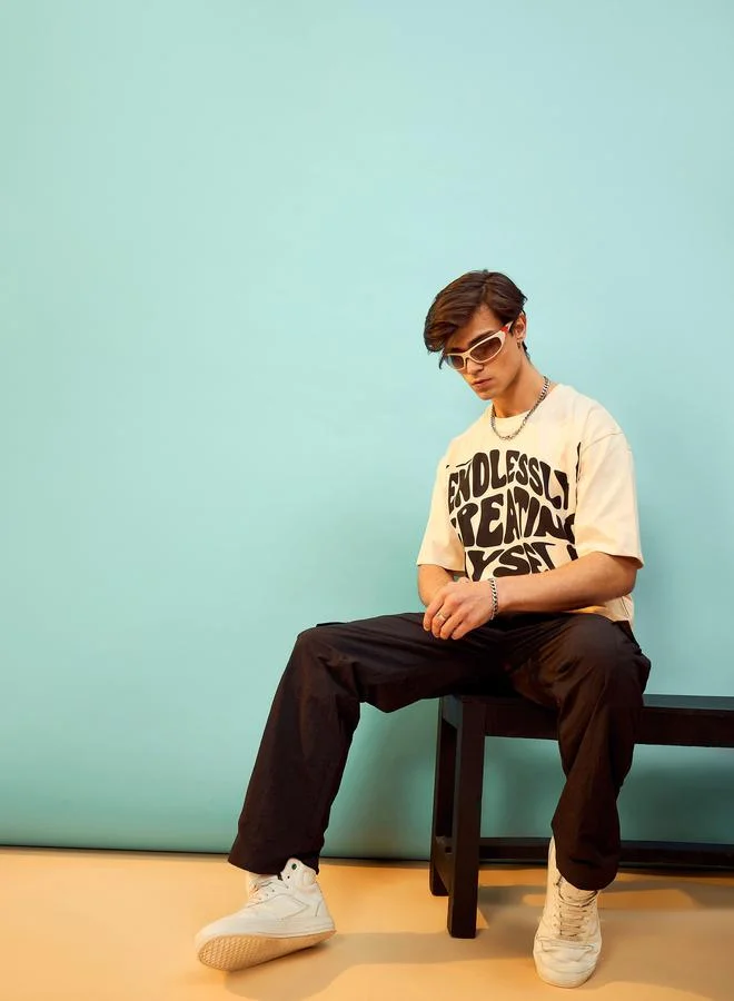 Mascln Sassafras Slogan Print Oversized T-Shirt by Styli