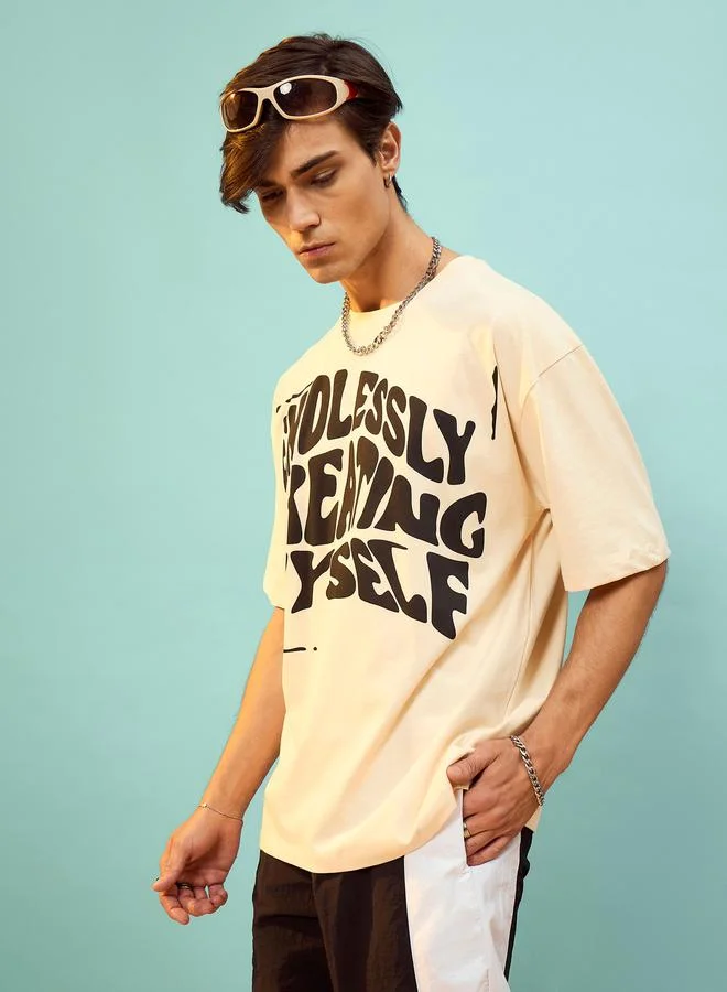 Mascln Sassafras Slogan Print Oversized T-Shirt by Styli