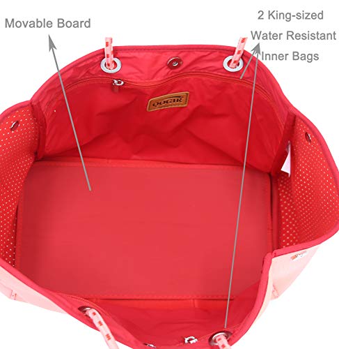 QOGiR Neoprene Multipurpose Beach Bag Tote with Inner Zipper Pocket (Coral, X-Large) - Image 4