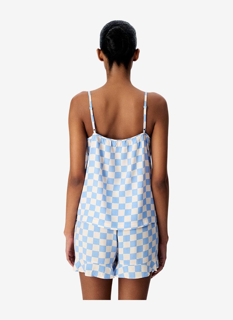 Penti Women's Blue Sleeveless Viscose Pyjama Set with Shorts - Image 4