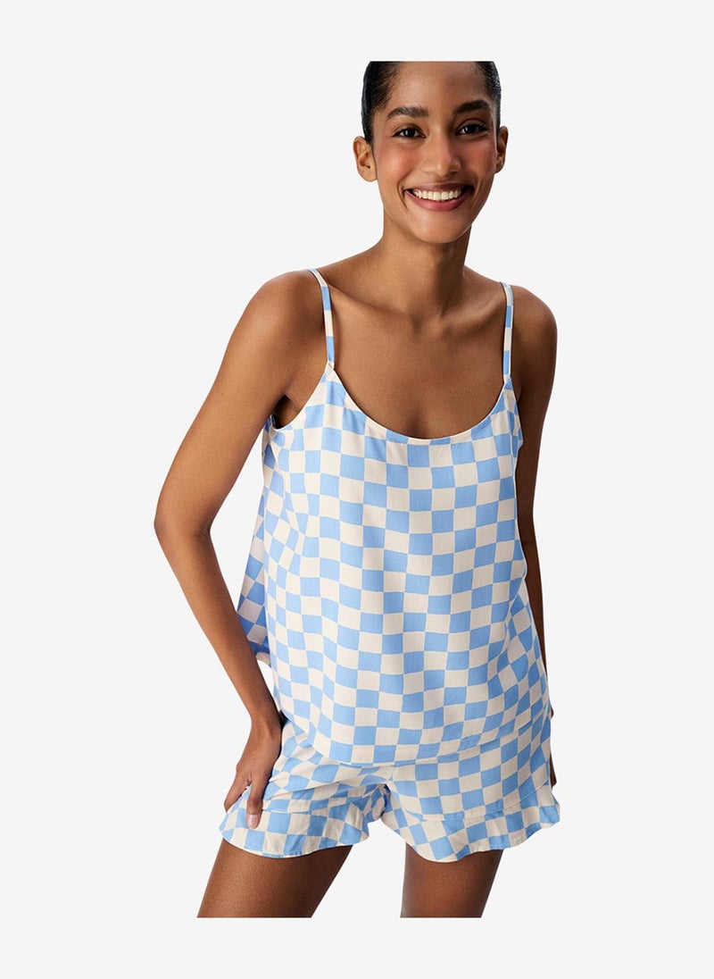 Penti Women's Blue Sleeveless Viscose Pyjama Set with Shorts - Image 1