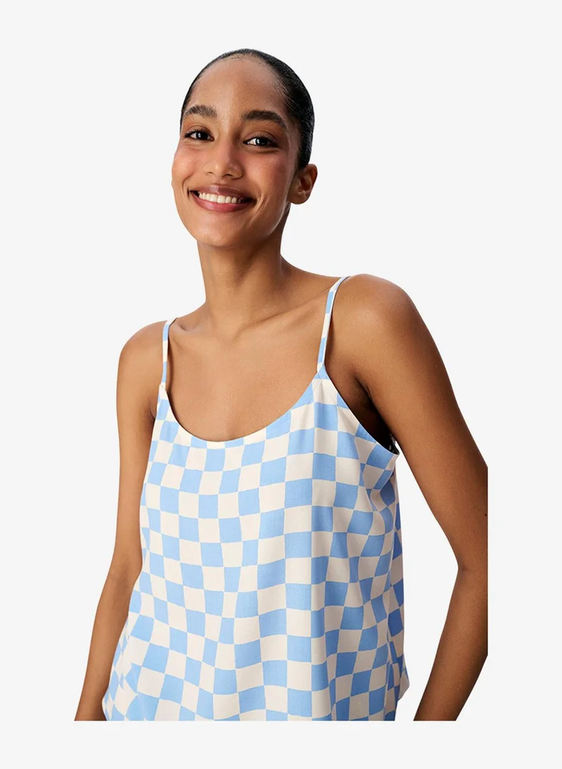 بنتي Women's Blue Sleeveless Viscose Pyjama Set with Shorts