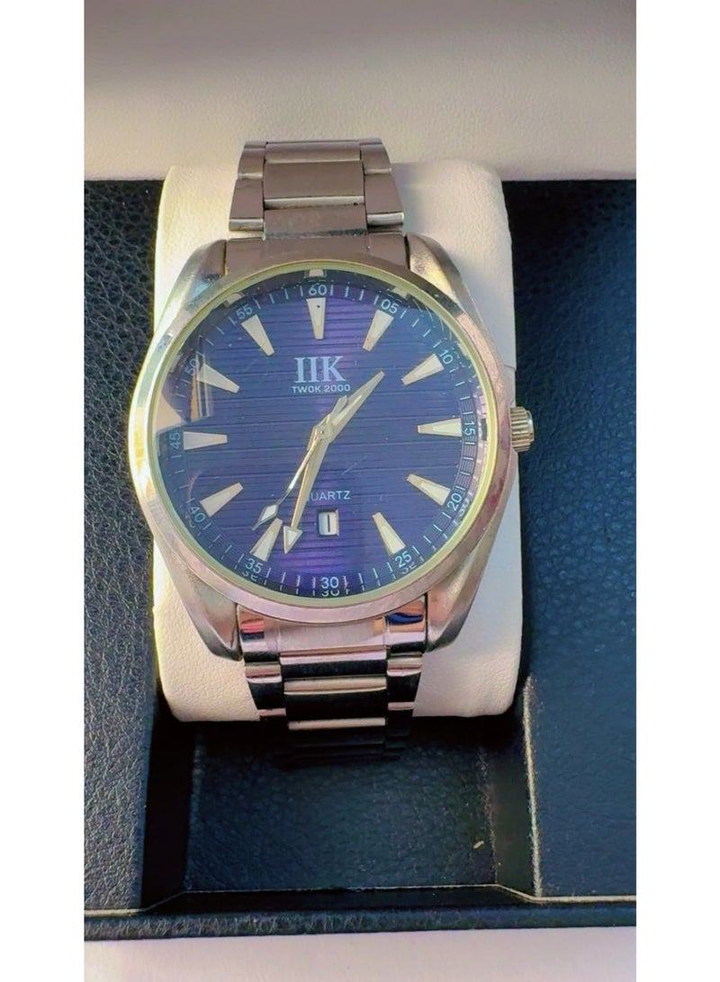 IIK Collection IIK TWOK 2000 Men's Quartz Watch – Blue Dial, Stainless Steel Strap (Pre-Owned / Like Brand New) - Image 1