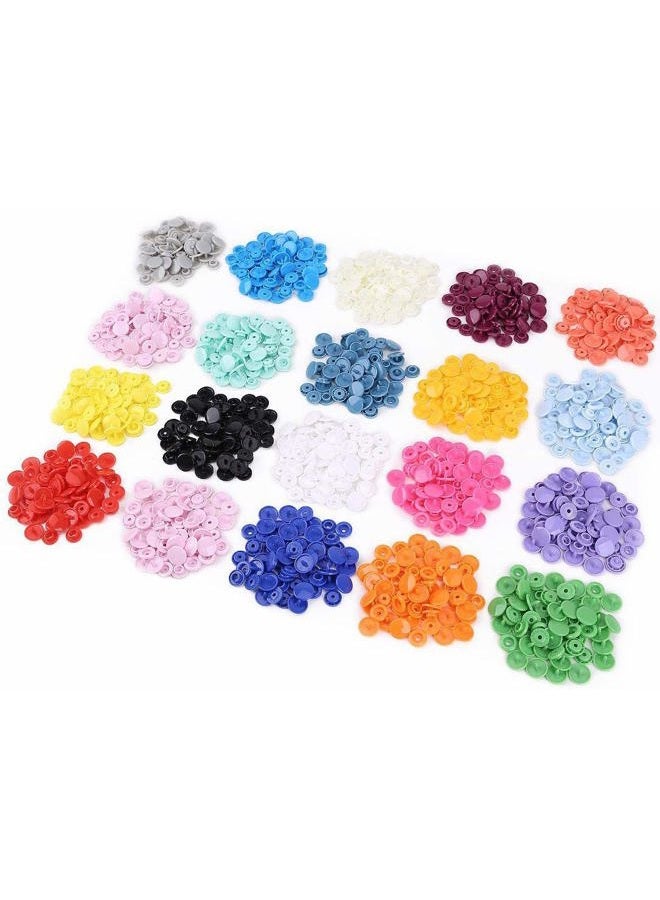 BetterJonny 300 Sets 20-Color KAM Snaps Buttons, Glossy Round Size 20 (1/2") T5 Plastic Resin Snap Fastener No Sew Buttons for Cloth Diaper Bibs Unpaper Towels - Image 1