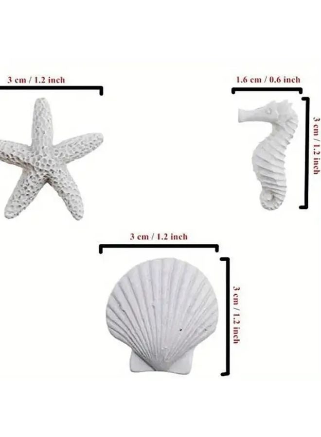 6Pcs Realistic Resin Aquarium Starfish Seahorse Sea Bass Fish Tank Decorations White Turquoise Marine Life Ornaments - Image 5