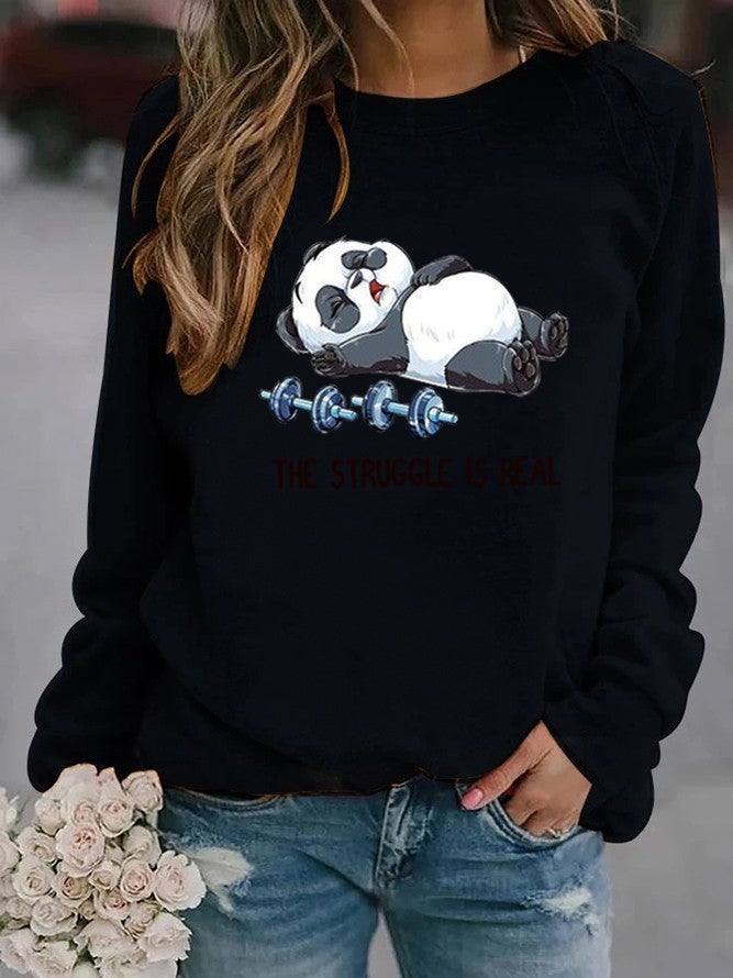 2024 Trendy Sunflower Print Womens Sweatshirt Black without cap