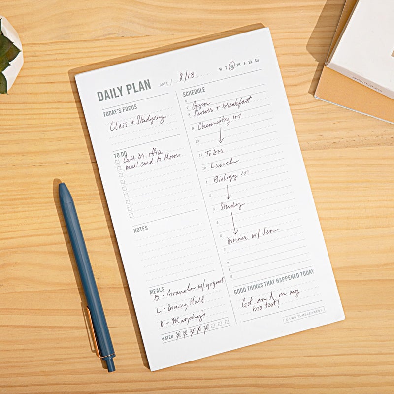 Two Tumbleweeds Daily Planner Notepad with Hourly Schedule - ADHD Planner, Time Block Planning Pad, Desktop To Do List, College Supplies - 6 x 9” - 50 Undated Sheets - Image 2