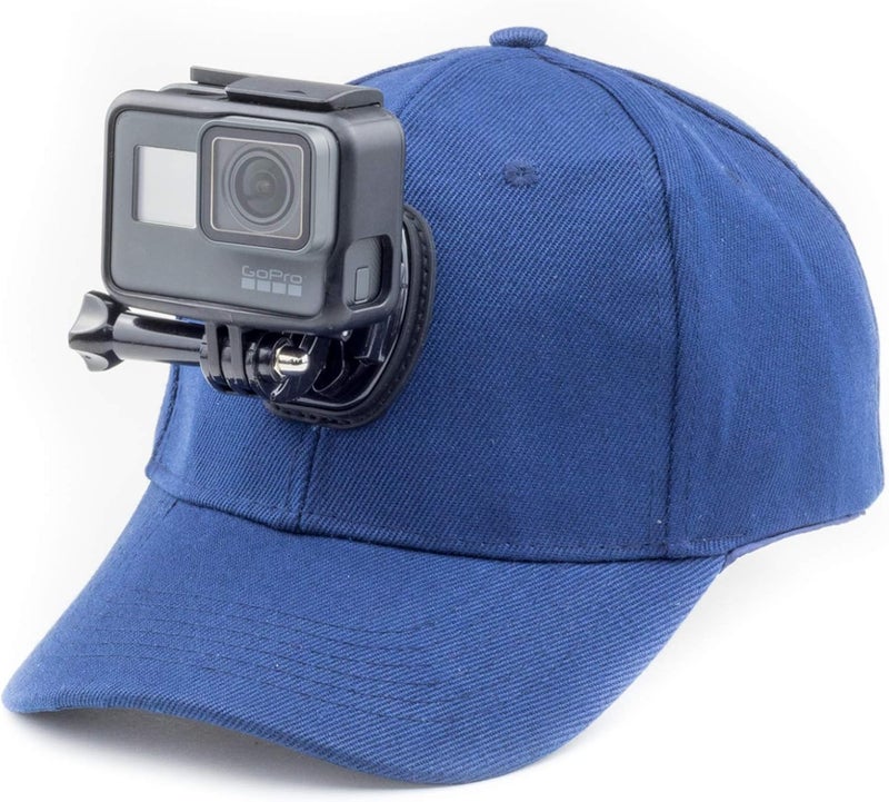 DigiCharge Blue Baseball Cap with Action Cam Mount – Compatible with GoPro Lit Hero 13 12 11 10 Max2, DJI Osmo Action, Akaso & More – Hands-Free Filming Hat for Sports, Youtubers & Outdoor Adventures - Image 1