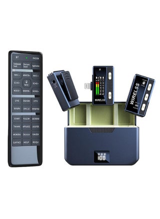 Wireless Lavalier Clip Microphone Kit Remote Control & Charging Case Type-C & iOS Omni Noise Cancelling for Vlogging Live Streaming & Interview