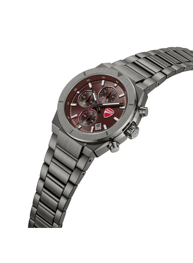 Ducati Frontier Brown Dial, Stainless Steel Bracelet, Chronograph Watch for Men, 43mm